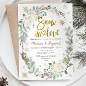 Winter Creamy Floral Snow in Love Couples Shower Kaart