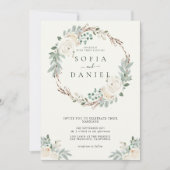 Winter Creamy White Floral Wedding Kaart (Voorkant)