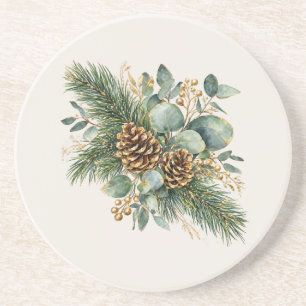 Winter Crescent Pine & Eucalyptus Zandsteen Onderzetter