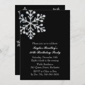 Winter Crystal Birthday Party Uitnodiging zwart (Voorkant / Achterkant)