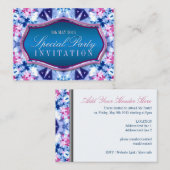 Winter Crystal Blue+roze mini-uitnodigingen Informatiekaartje (Voorkant / Achterkant)