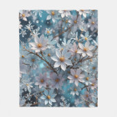 Winter Crystal Frost Sakura Blossom Fleece Deken (Voorkant)