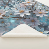 Winter Crystal Frost Sakura Flower Sherpa Blanket Deken (3/4)
