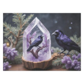 Winter Crystal Snowing Blackbirds Ravens Tafelkleed (Voorkant (Horizontaal))