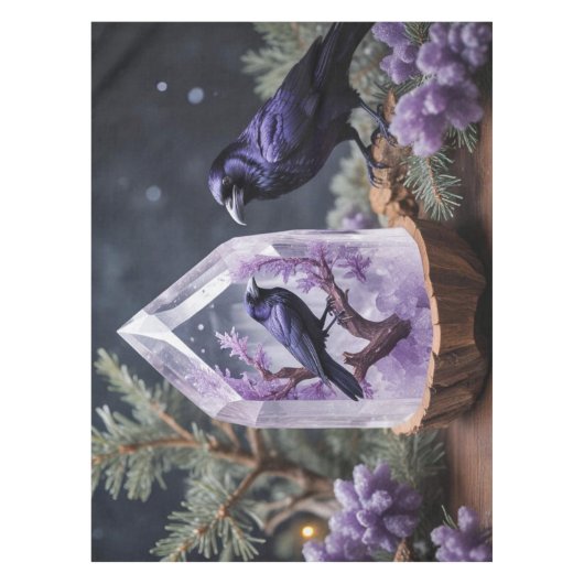 Winter Crystal Snowing Blackbirds Ravens Tafelkleed (Voorkant)