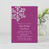 Winter Crystal Sweet 16e verjaardag Invite magenta Kaart (Staand voorkant)