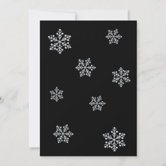 Winter Crystal Sweet 16th Birthday Invite black Kaart (Achterkant)