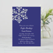 Winter Crystal Sweet 16th Birthday Invite indigo Kaart (Staand voorkant)