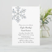 Winter Crystal Sweet 16th Birthday Invite Kaart (Staand voorkant)