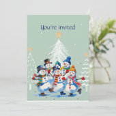 Winter Custom verjaardagsfeest Happy Dancing Sneeu Kaart (Staand voorkant)