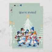 Winter Custom verjaardagsfeest Happy Dancing Sneeu Kaart (Voorkant / Achterkant)