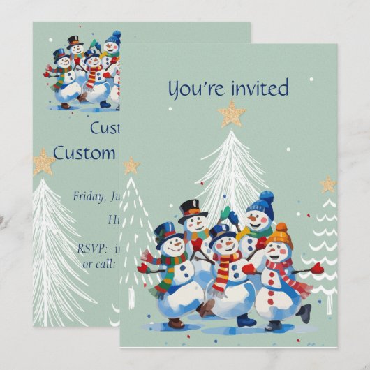 Winter Custom verjaardagsfeest Happy Dancing Sneeu Kaart (Voorkant / Achterkant)