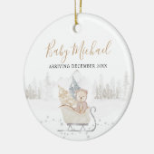 Winter Cute Beer Baby Boy Aankondiging zwangerscha Keramisch Ornament (Links)