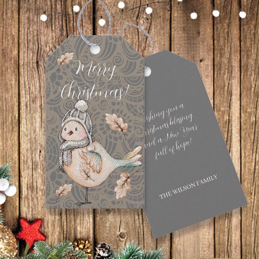 Winter Cute Mus Illustration Cadeaulabel