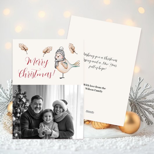 Winter Cute Mus Illustration Feestdagenkaart