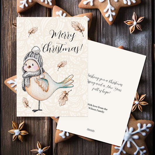 Winter Cute Mus Illustration Feestdagenkaart