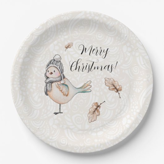 Winter Cute Mus Illustration Papieren Bordje (Voorkant)