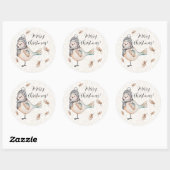 Winter Cute Mus Illustration Ronde Sticker (Vel)