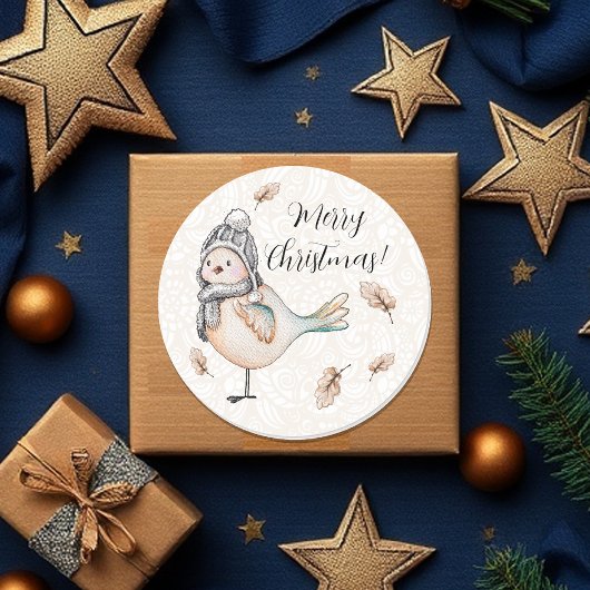 Winter Cute Mus Illustration Ronde Sticker