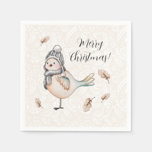Winter Cute Mus Illustration Servet (Voorkant)