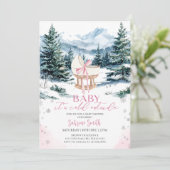 Winter Cute Pink Bow Cradle Baby Shower Kaart (Staand voorkant)