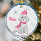 Winter Cute Poodle Personalized Kerstversiering Keramisch Ornament