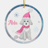 Winter Cute Poodle Personalized Kerstversiering Keramisch Ornament (Voorkant)