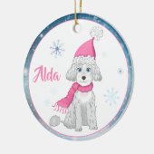 Winter Cute Poodle Personalized Kerstversiering Keramisch Ornament (Links)