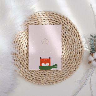 Winter Cute Scandi Fox Modern Kerstmis Feestdagenkaart