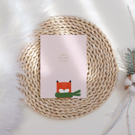 Winter Cute Scandi Fox Modern Kerstmis Feestdagenkaart