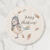 Winter Cute Sparrow Illustration Bedankjes Labels (Voorkant)