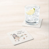 Winter Cute Sparrow Illustration Kartonnen Onderzetters (Insitu)