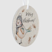 Winter Cute Sparrow Illustration Ornament (voorkant)