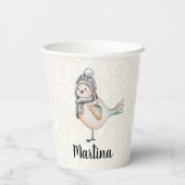 Winter Cute Sparrow Illustration Papieren Bekers (Achterkant)