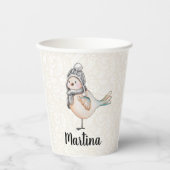 Winter Cute Sparrow Illustration Papieren Bekers (Voorkant)