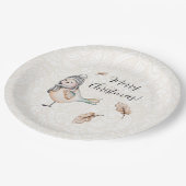 Winter Cute Sparrow Illustration Papieren Bordje (Gekanteld)