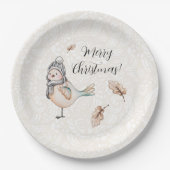 Winter Cute Sparrow Illustration Papieren Bordje (Voorkant)