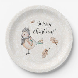 Winter Cute Sparrow Illustration Papieren Bordje