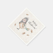 Winter Cute Sparrow Illustration Servet (Hoek)
