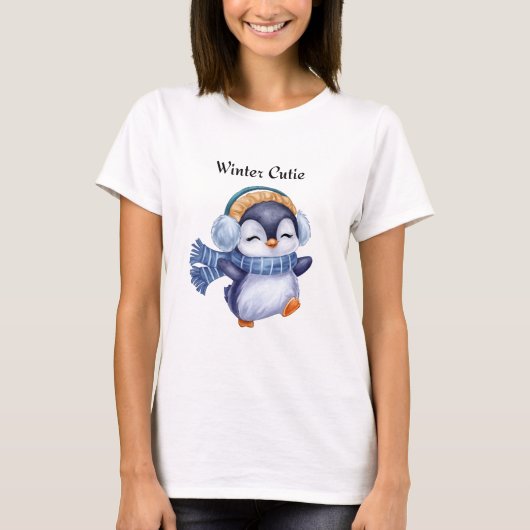 Winter Cutie | Cute Penguin Winter T-Shirt (Voorkant)