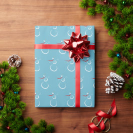 Winter Cyaan Knuffelige Sneeuwpop Patroon Cadeaupapier