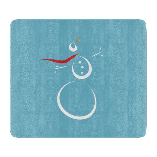 Winter Cyaan Schattige Sneeuwman Snijplank (Voorkant)
