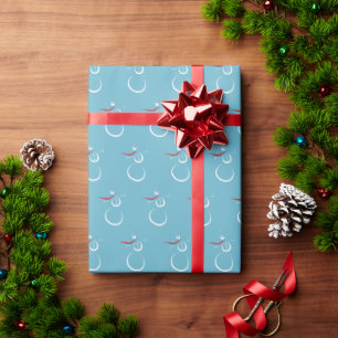 Winter cyaan Schattige sneeuwmanpatroon Cadeaupapier