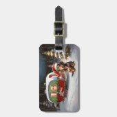 Winter Dachshund Caravan Kerstavontuur Bagagelabel (Voorkant verticaal)