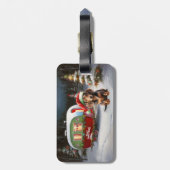 Winter Dachshund Caravan Kerstavontuur Bagagelabel (Achterkant verticaal)