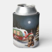 Winter Dachshund Caravan Kerstavontuur Blikjeskoeler (Blikje Voorkant)