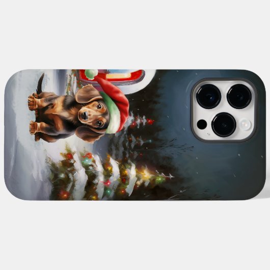 Winter Dachshund Caravan Kerstavontuur Case-Mate iPhone Case (Achterkant (horizontaal))