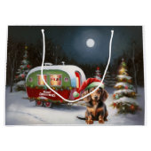 Winter Dachshund Caravan Kerstavontuur Groot Cadeauzakje (Voorkant)