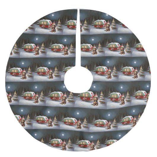 Winter Dachshund Caravan Kerstavontuur Kerstboom Rok (Voorkant)