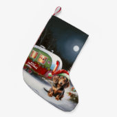 Winter Dachshund Caravan Kerstavontuur Kleine Kerstsok (Voorkant (Hangend))